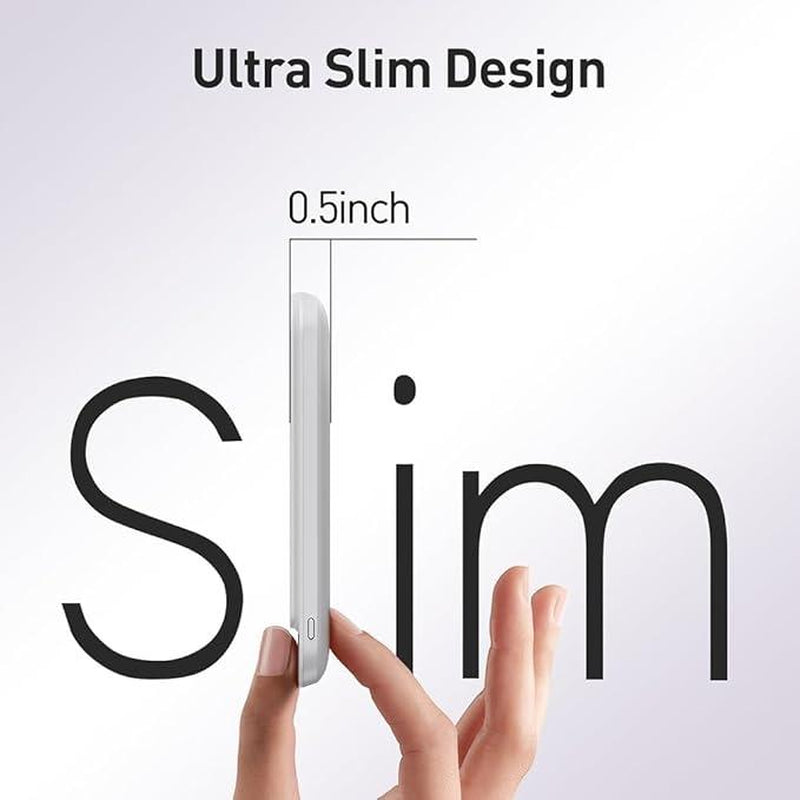 Iwalk Magnetic Portable Charger,5000Mah 18W Wireless Slim Power Bank Battery Pack with LED Display and Comfortable Grip Only Compatible with Iphone 16/16 Pro/16 Pro Max/15/14/13/12 Series Charging Cable Device Digital Smartphone Chargeable