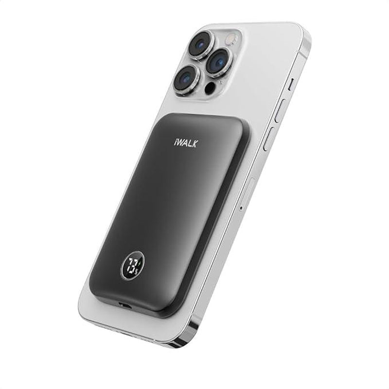 Iwalk Magnetic Portable Charger,5000Mah 18W Wireless Slim Power Bank Battery Pack with LED Display and Comfortable Grip Only Compatible with Iphone 16/16 Pro/16 Pro Max/15/14/13/12 Series Charging Cable Device Digital Smartphone Chargeable