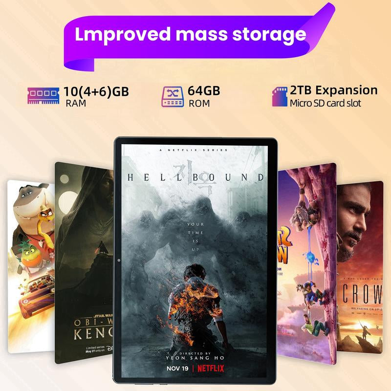 Android 14 Tablet 10.1 HD IPS Screen,10Gb RAM 64GB Rom,Octa-Core Fast Performance,6000Mah Battery,Dual Camera, Includes Keyboard & Mouse Set ,Perfect for Work & Play!
