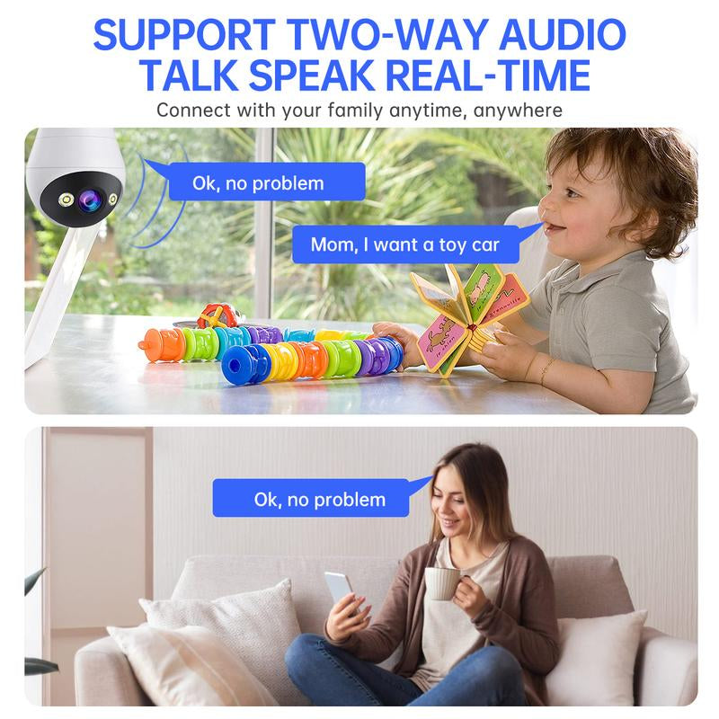 Cameras for Home, 2K Light Bulb Security Camera Full-Color Night Vision, Two-Way Audio, Motion Detection, Free E27 Lamp Holder, Support 2.4G Connection