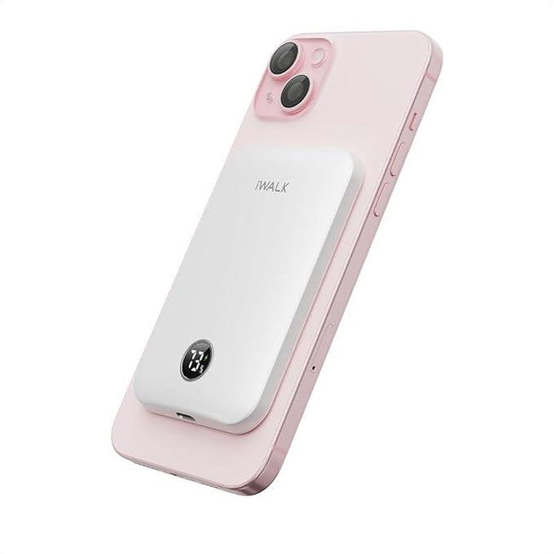 Iwalk Magnetic Portable Charger,5000Mah 18W Wireless Slim Power Bank Battery Pack with LED Display and Comfortable Grip Only Compatible with Iphone 16/16 Pro/16 Pro Max/15/14/13/12 Series Charging Cable Device Digital Smartphone Chargeable