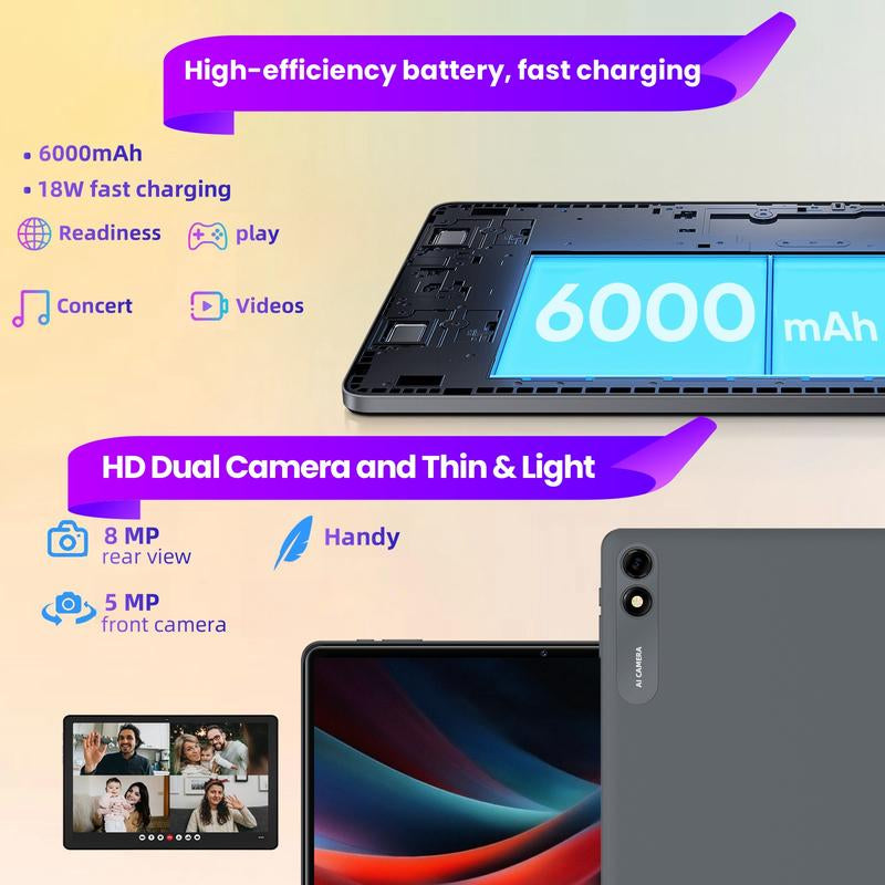 Android 14 Tablet 10.1 HD IPS Screen,10Gb RAM 64GB Rom,Octa-Core Fast Performance,6000Mah Battery,Dual Camera, Includes Keyboard & Mouse Set ,Perfect for Work & Play!